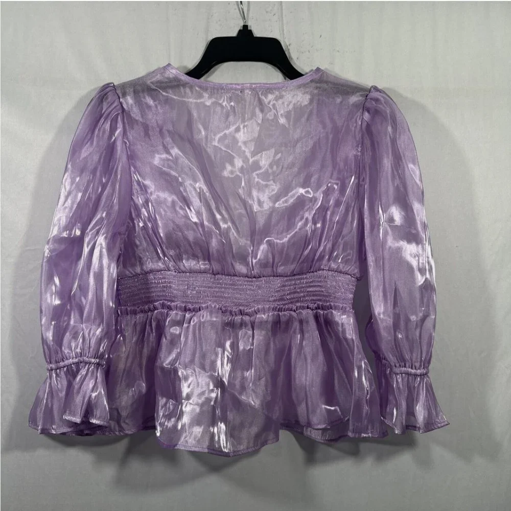 NEW Free People Faye Lavender Floral Top in Dramatic Combo [ Small‎ ] #6199